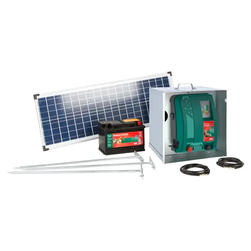 Neue Kollektion AKO Starterset Mobil Power AN 6000 mit Solarmodul zur Wildabwehr und Schafhaltung