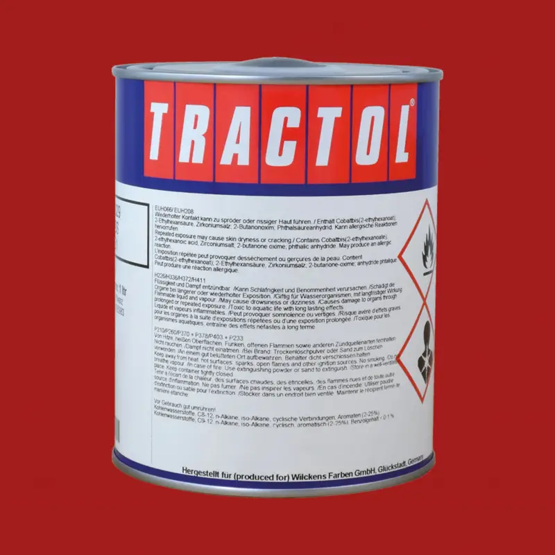 Tractol Lack RAL 3002 Karminrot (Eicher räderrot), 1 Liter Super-Preis