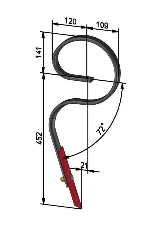Meistverkauft Kulti-Zinken komplett mit Schar, 32 x 12 mm, Einbauhöhe 450 mm