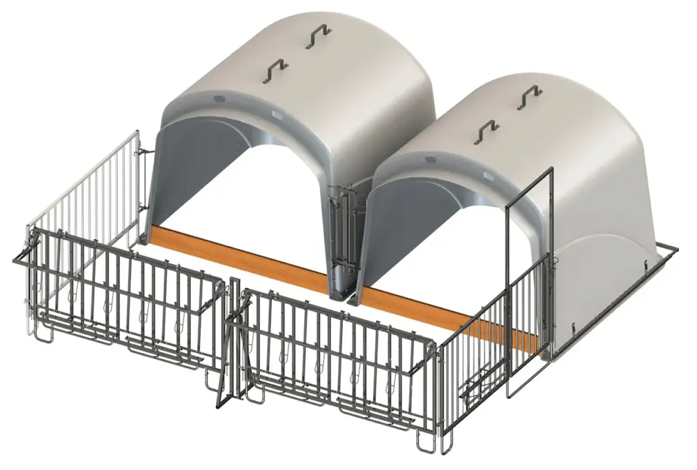 Jetzt Bestellen Kälberhütten Doppel-Set CalfHouse Premium XL mit Umzäunung
