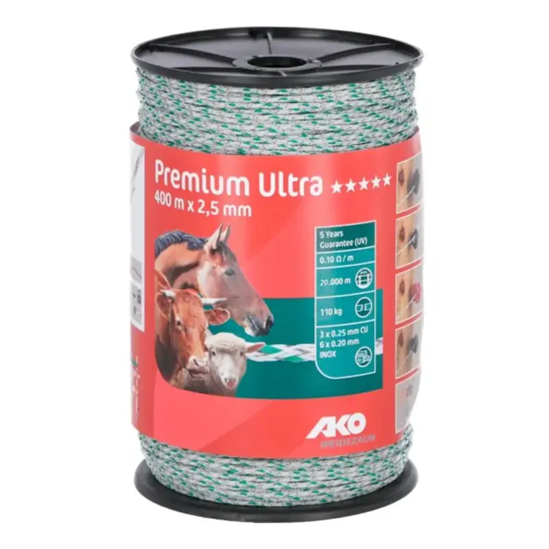 Weidezaunlitze Premium Ultra weiß/grün, 400 m x 2,5 mm Günstig
