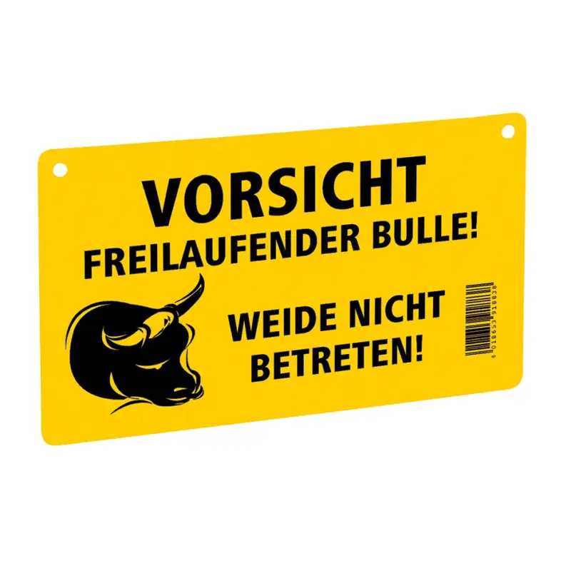 Warnschild "Vorsicht freilaufender Bulle!" Top-Angebot