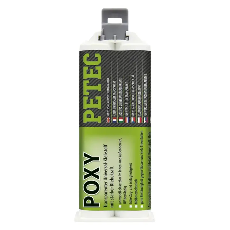 Meistverkauft PETEC 2K-Universal-Klebstoff POXY transparent, 50 ml Doppelkartusche