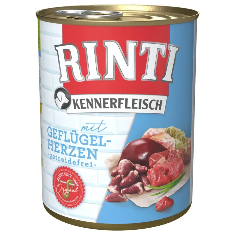 RINTI Hundefutter, Geflügelherzen, 800g Expressversand