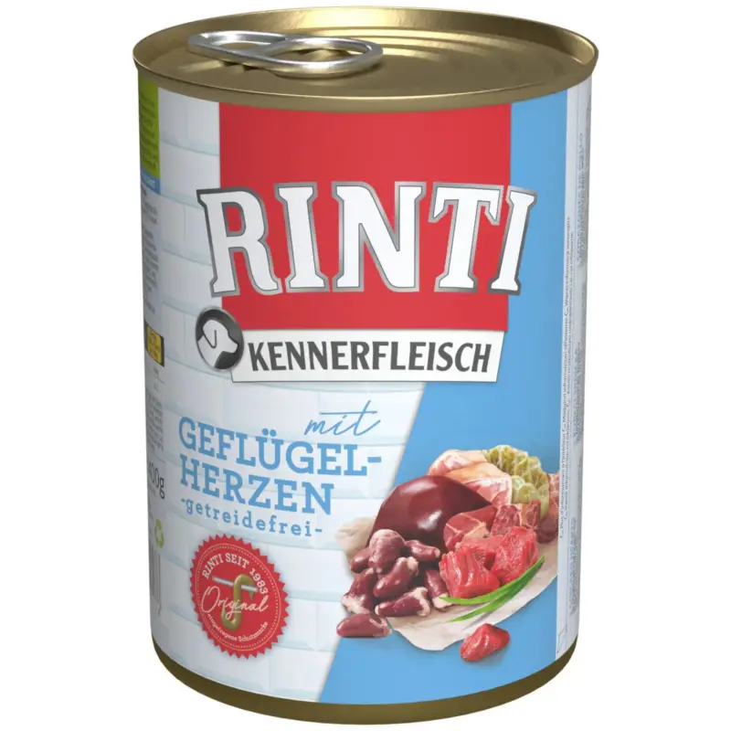 RINTI Hundefutter, Geflügelherzen, 400g Markenware