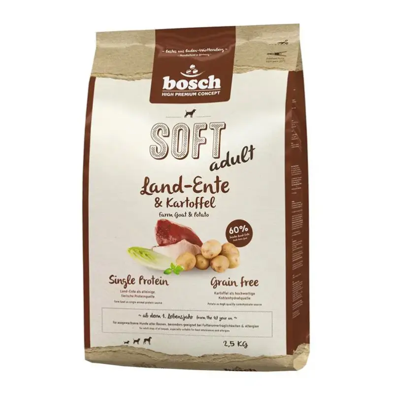Bosch HPC Soft Adult, Land-Ente und Kartoffel, getreidefrei, 2,5 kg Versand Am Gleichen Tag