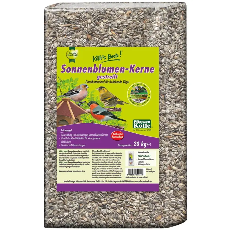 Kölle's Beste Wild-Vogelfutter Sonnenblumenkerne gestreift, 20 kg Neuheit