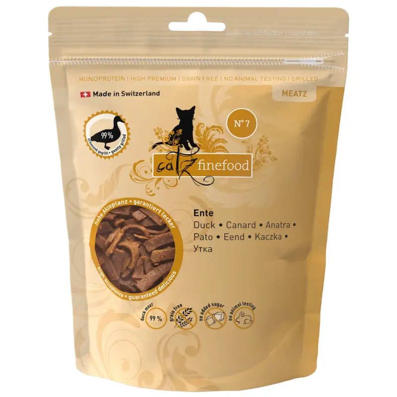 Nur Heute Ergänzungsfutter für Katzen, Catz Finefood Meatz No. 7, Ente, 45 g