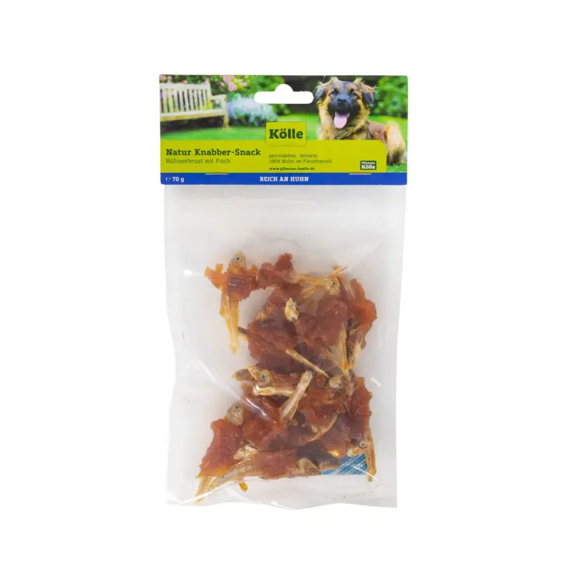 Kölle Natur Knabber-Snack für Hunde, Hühnerbrust & Fisch in Streifen, 70 g Schneller Versand