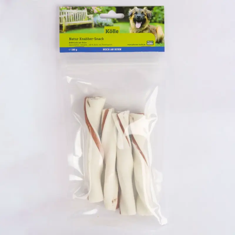 Natur Knabber-Snack für Hunde, Büffelrolle mit Huhn, 100 g Rabatt