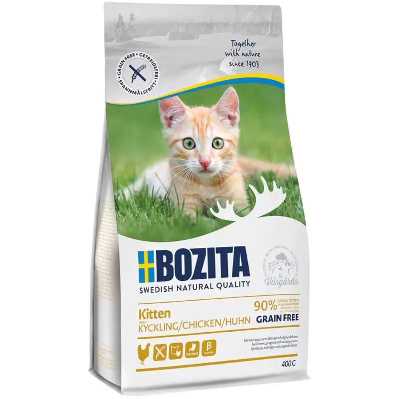 Neue Kollektion Trockenfutter, Bozita Kitten, Getreidefrei, Hühnchen, 400 g