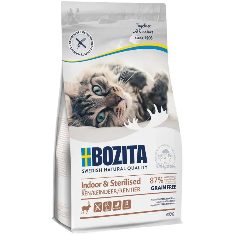 Trockenfutter, Bozita Cat Indoor & Sterilized, Rentier, 400 g Letzte Chance