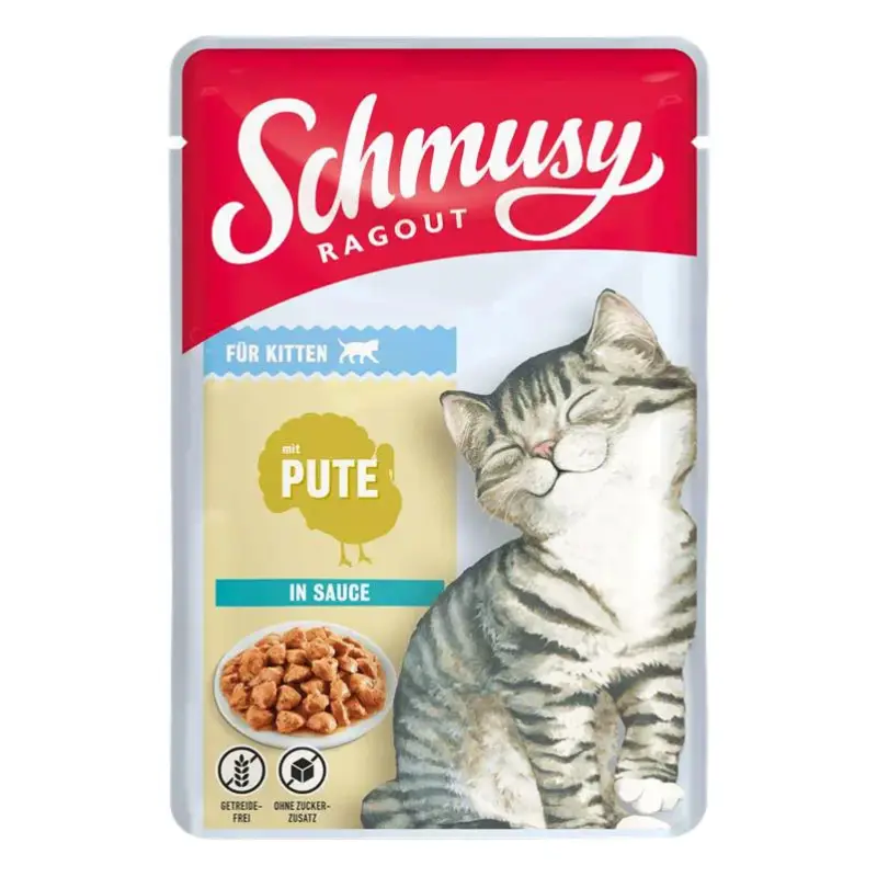 Finnern Schmusy Ragout Kitten Pouch, Pute in Sauce, 100g Solange Der Vorrat Reicht