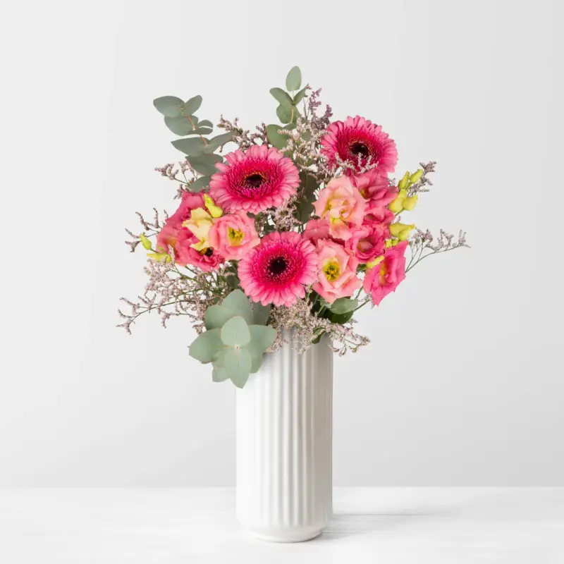 Zertifiziert Rosa Schnittblumen-Mix mit Gerbera & Eukalyptus