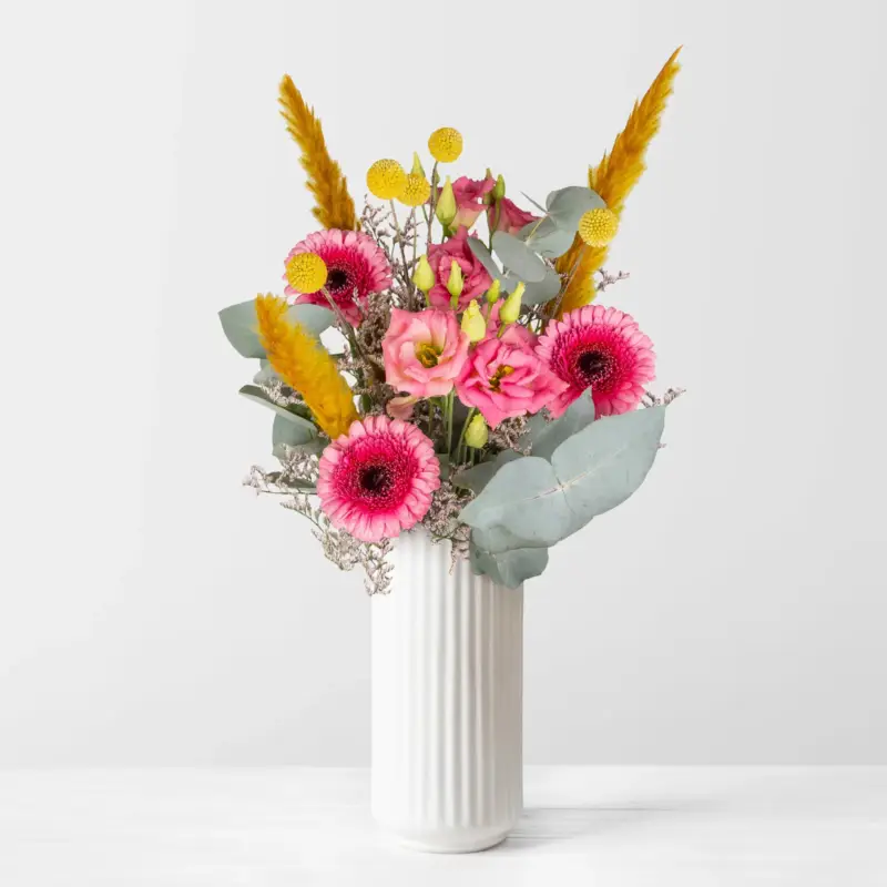 Bestseller Rosa Schnittblumen-Mix mit Gerbera, Lisianthus & Pampasgras