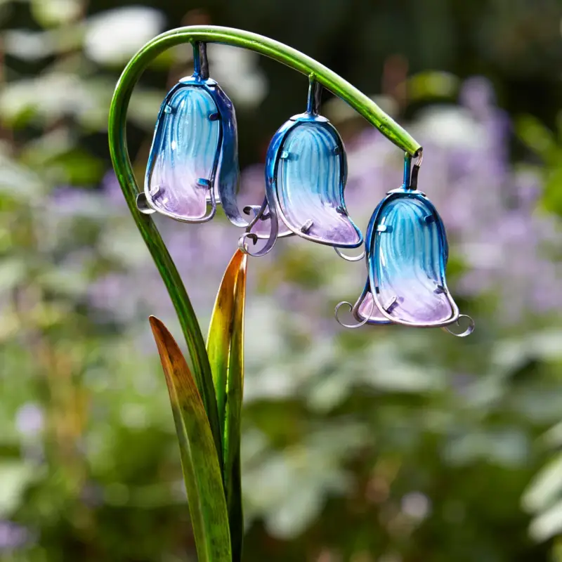 Markenware Solarleuchte Blauglöckchen aus Glas, Höhe ca. 85cm