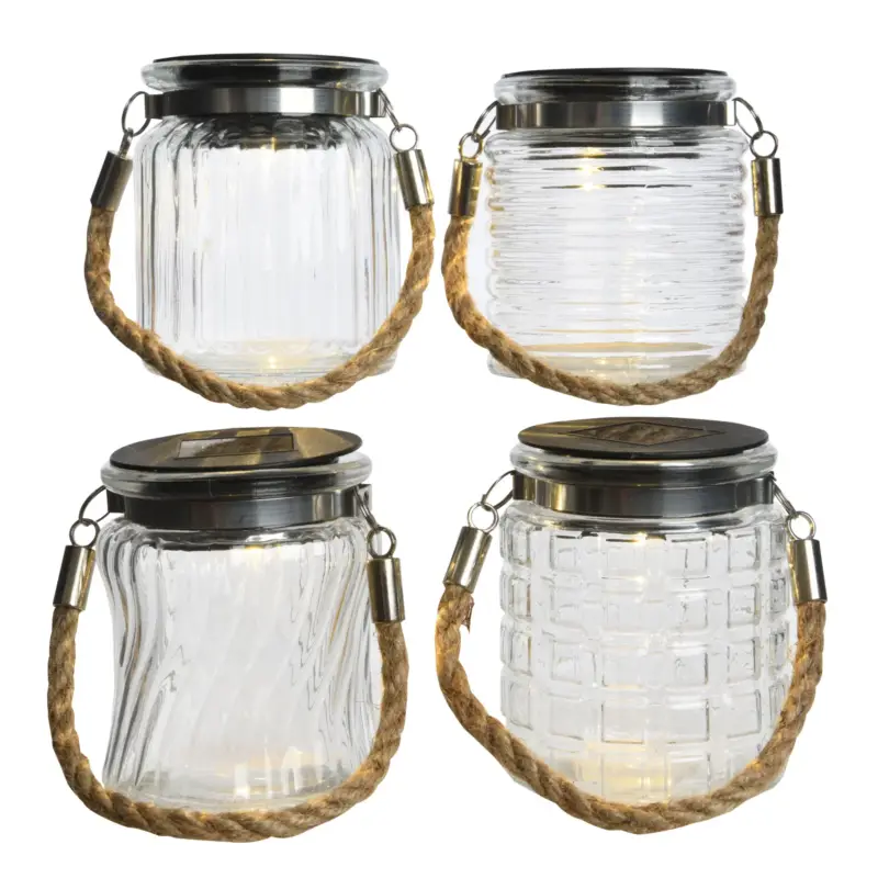 Schnäppchen LED-Solar-Glasgefäß, 7,5 x 9 cm, warmweiß