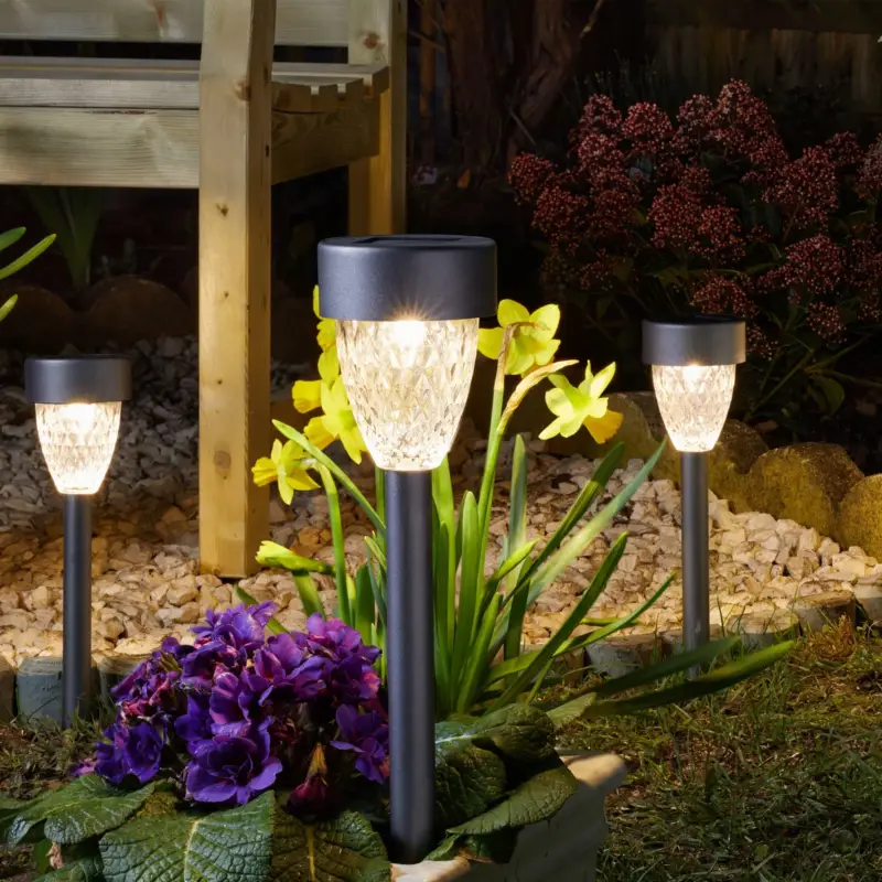 Markenware Gartenleuchte 'Cygnus', 4er-Set, grau, Edelstahl