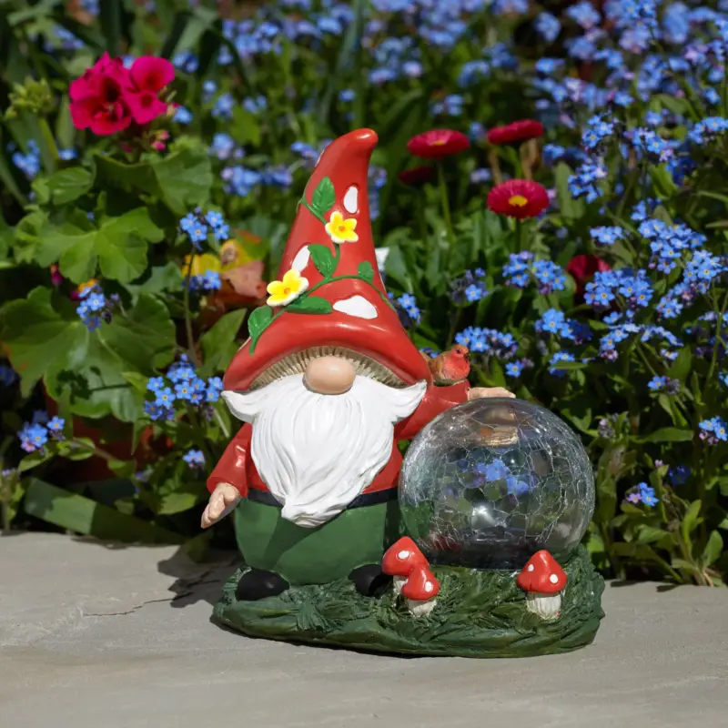 Nur Für Kurze Zeit Zwerg mit Solarkugel 'Woodland Wizard', bunt, ca. 30 x 9 x 16 cm