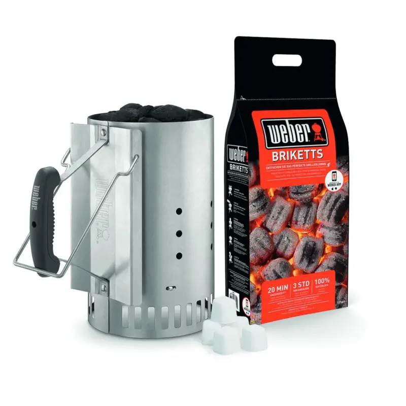 Kracherpreis Weber Anzündset mit Rapidfire Anzündkamin, Briketts & 6 Anzündwürfel