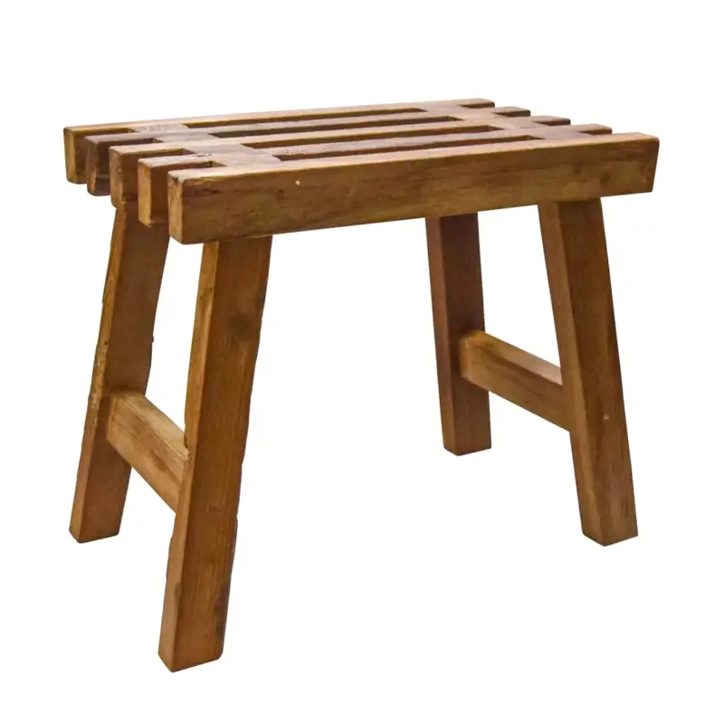 Markenware Hocker eckig aus recyceltem Teakholz, ca. 50x30x43 cm