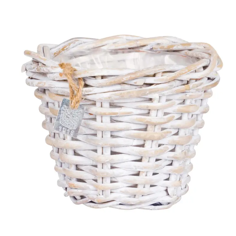 Pflanzkorb 'Rattan', white washed, ca. Ø 20 x H 16 cm Wochenendangebot