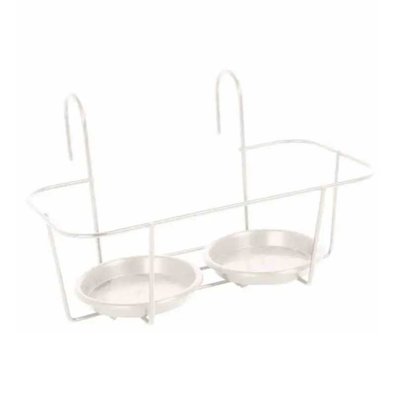Haken-Blumentopfhalter, Metall, weiß, 34 x 18 cm, für zwei Töpfe Beliebt