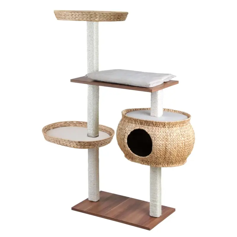 Must-Have Silvio Design Katzen-Kletterbaum Cosy mit Walnussdekor, Kissen sand, ca. 36x110x135 cm