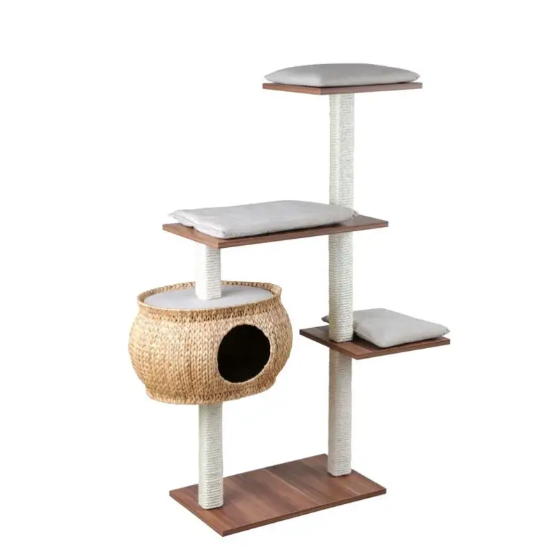Silvio Design Kratzbaum Katzenboy Cosy mit Walnussdekor, Kissen sand, ca. 115x40x130 cm Aktuell