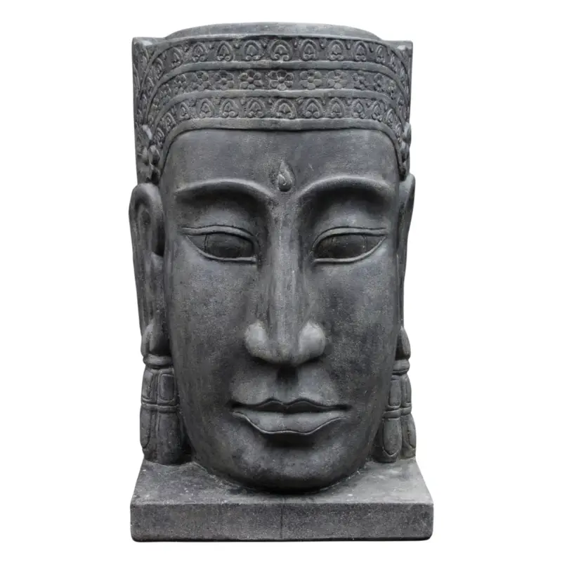 Online Kaufen Khmer-Kopf, Wasserspiel, grau, Steinguss, 96 x 60 x 147 cm, 177 kg