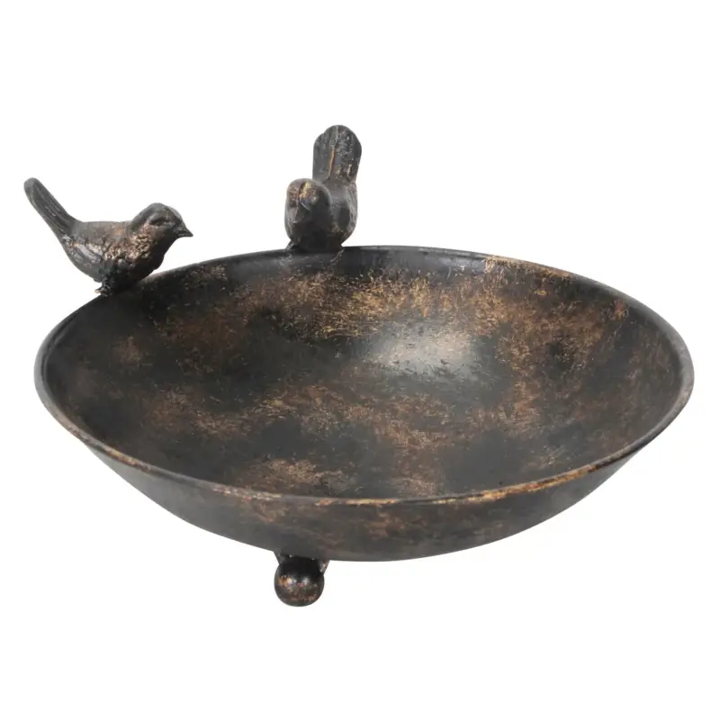 Vogeltränke mit 2 Vogelfiguren, braun, Eisen, 10 x 25 x 22 cm Sonderaktion