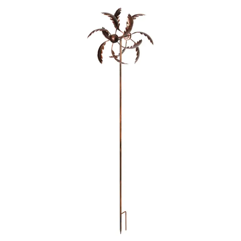 Windrad "Eichenblatt" in Bronze aus Metall, Maße 120 x 30 cm Günstig