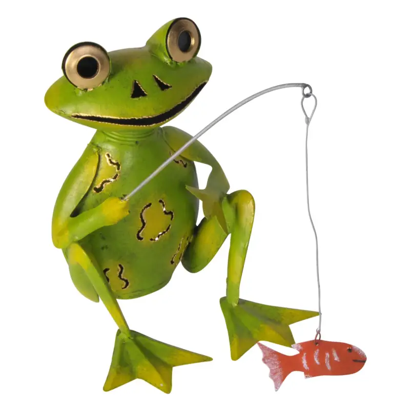 Frosch mit Angel sitzend, grün/ rot, 25 x 24 x 18 cm Heißes Angebot