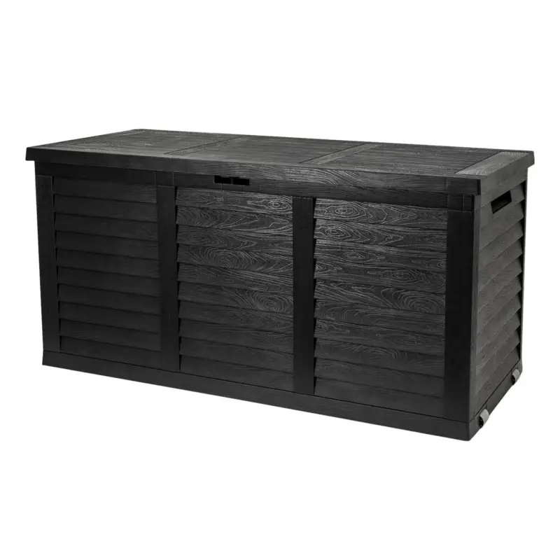 Sonderaktion Gartentruhe "Hippo", L 119 x B 52 x H 58 cm, Anthrazit/Braun, Alu-Rollen