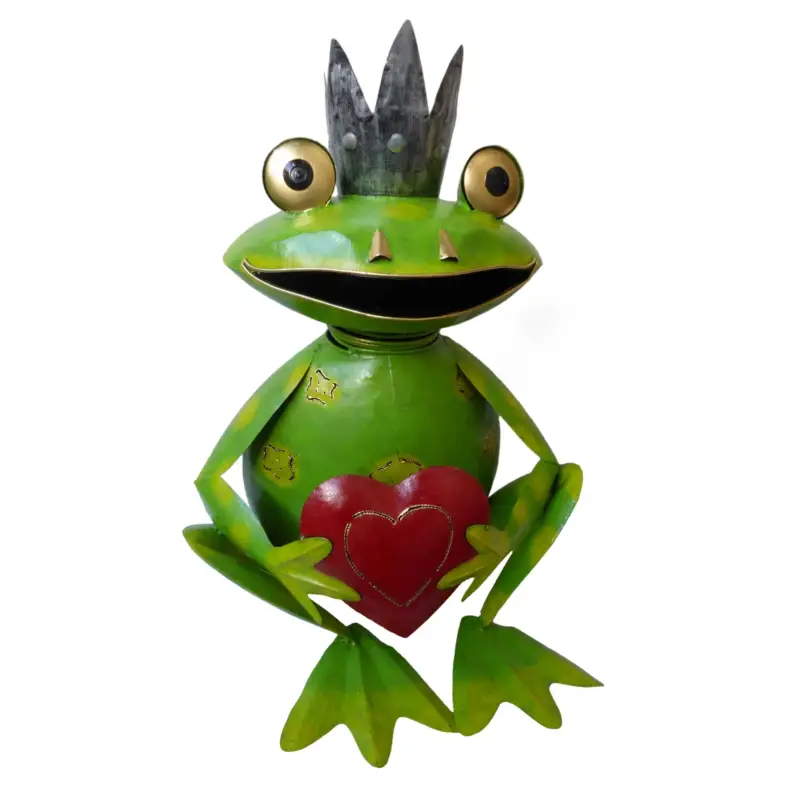 Froschkönig mit Herz sitzend, grün/ rot, 67 x 56 x 36 cm Wochenendangebot
