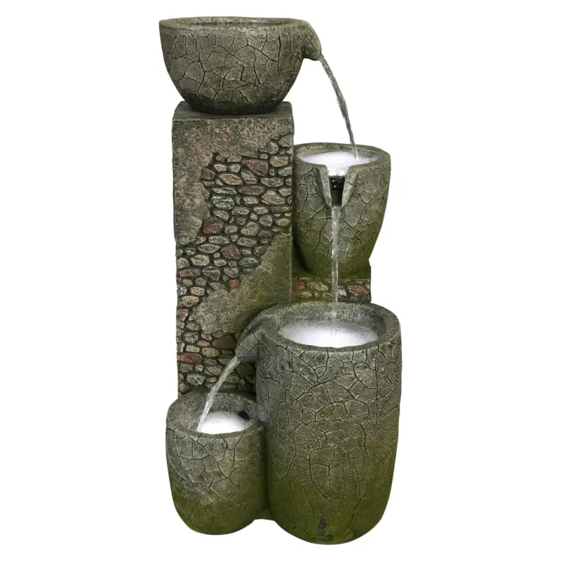 Kölle Polyresin Brunnen inkl. Pumpe & Licht, ca. 33 x 34 x 57 cm Neue Kollektion