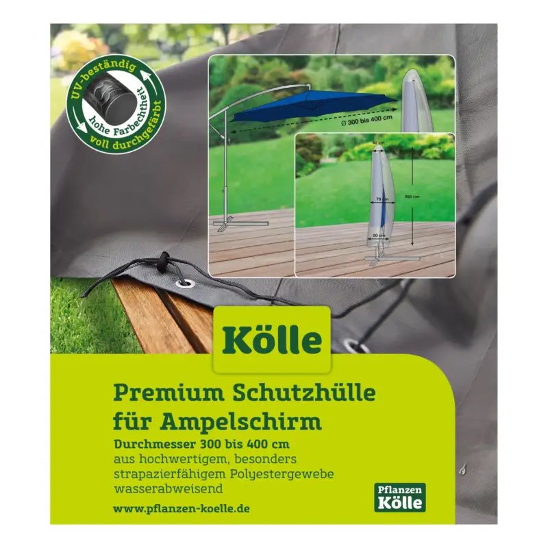 Kölle Premium Schutzhülle für Ampelschirm Ø 300 bis 400 cm Schneller Versand