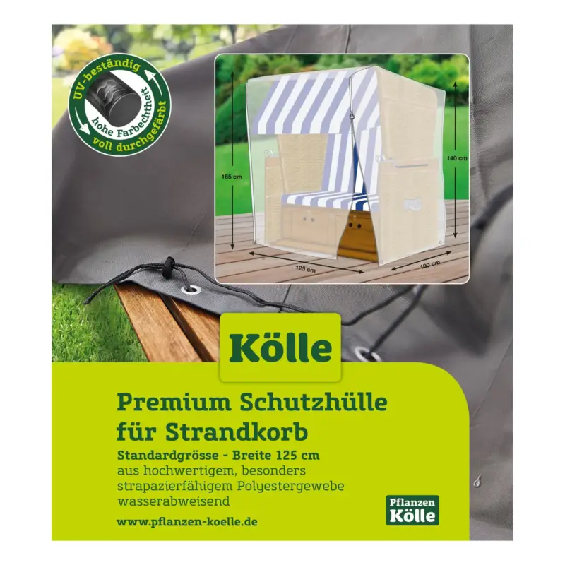 Kölle Premium Schutzhülle für Strandkorb, Standardgröße 125 cm breit Geprüft
