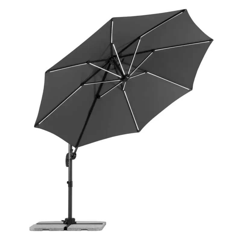 Schneider Sonnenschirm 'Rhodos Blacklight', mit LEDs, anthrazit, Ø 300 cm Zertifiziert