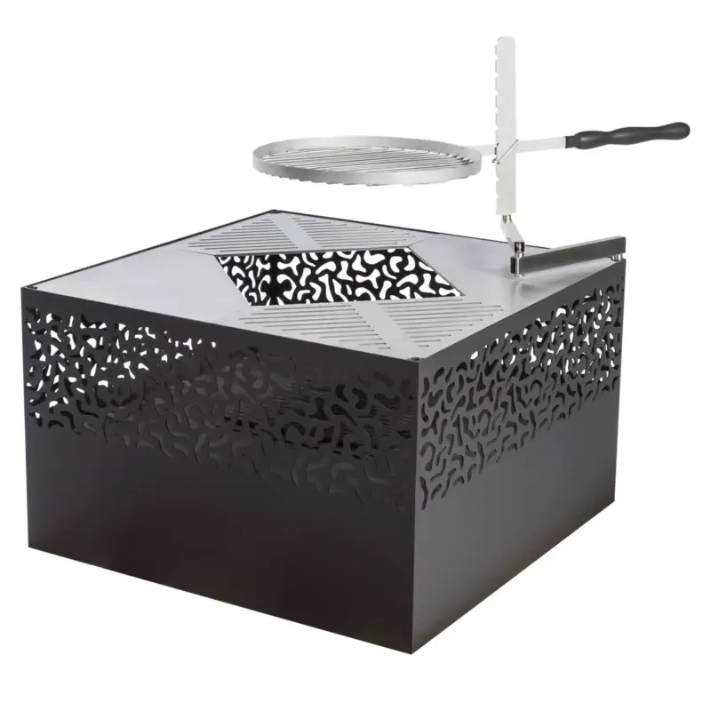 Sichere Zahlung Edelstahl-Feuerstelle 'Carre 750", schwarz,, 45 x 75 x 75 cm