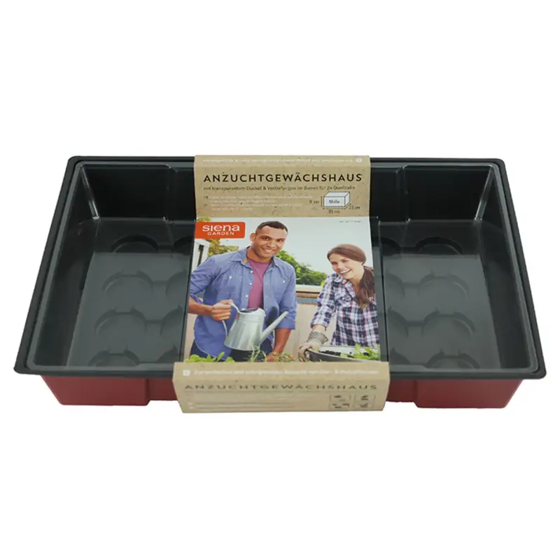 Anzuchtgewächshaus mit Deckel, bordeaux, Kunststoff, 34,8 x 23,3 x 11,2 cm Mega-Angebot