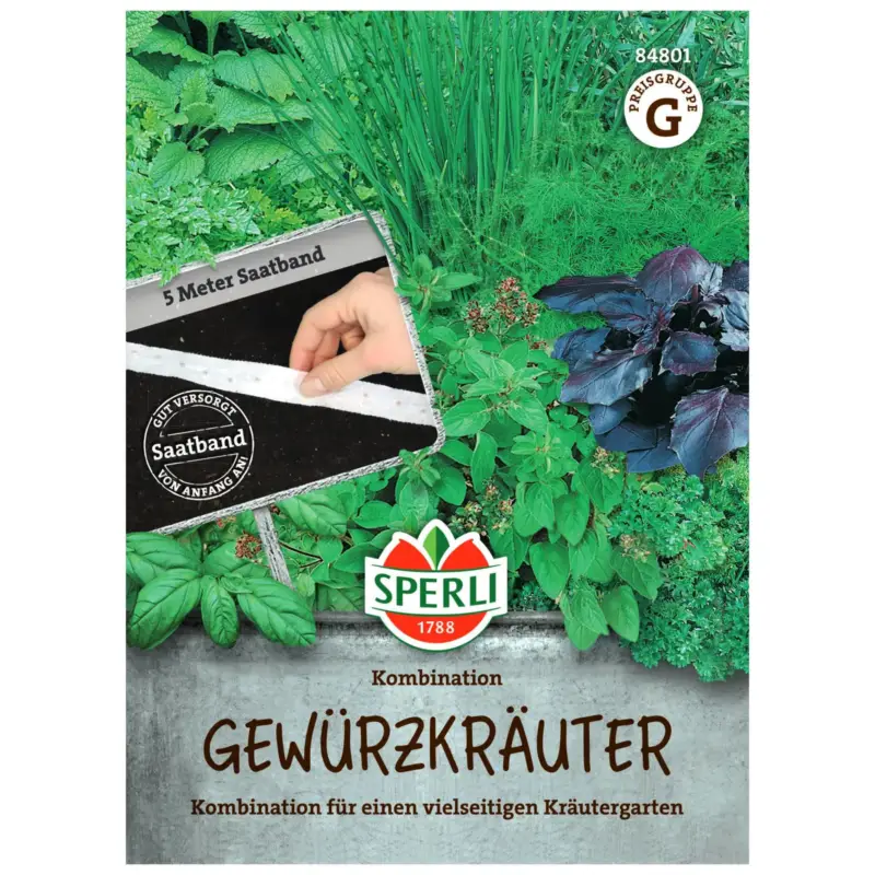 Sperli's Gewürzkräuterkombination, Saatband, 5 m, Petersilie, Dill, Majoran usw Top-Seller