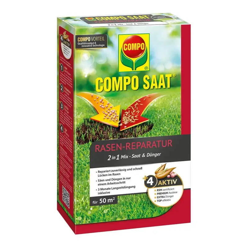 Top-Seller Compo Rasen-Reparatur 2in1 Mix Samen und Dünger 1,2 kg für 50 m²