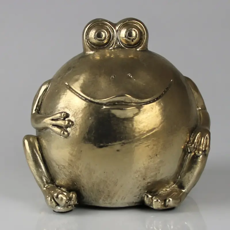 Markenware Dekofigur Frosch, gold, H 14 cm