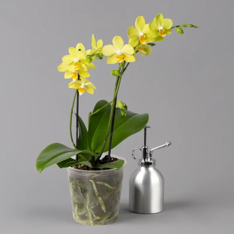 Neuheit Schmetterlingsorchidee gelb, 2 Rispen, Topf-Ø 12 cm, Höhe ca. 50 cm