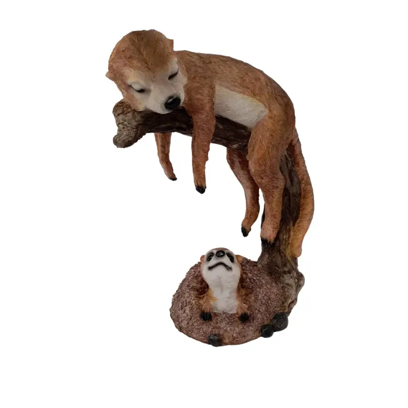 Rabatt Dekofigur Erdmännchen schlafend groß, braun, 32 x 25 x 10 cm