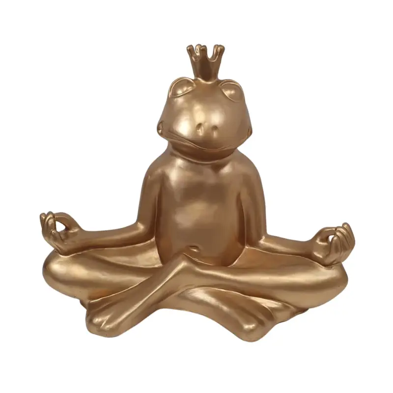 Neu Im Sortiment Dekofigur Frosch mit Krone, gold, 54 x 65 x 38 cm