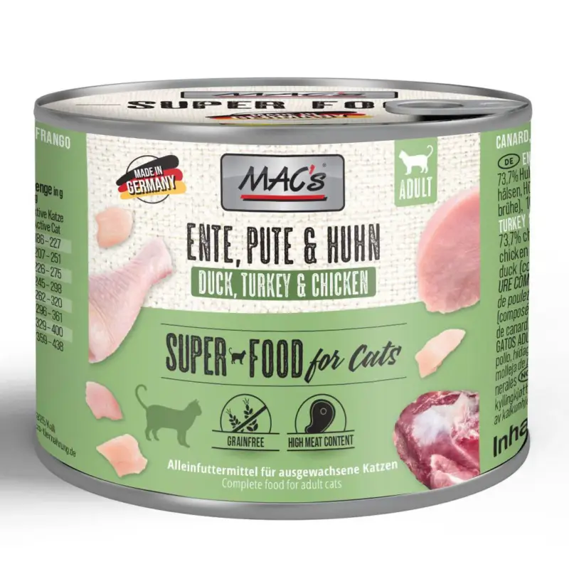 Katzennassfutter MAC’s Cat Dose, Ente, Pute, Huhn, 200 g Highlight