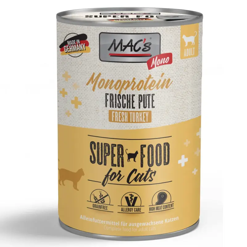 Billig Katzennassfutter MAC’s Cat Dose, Mono Sensitive, 100% Pute, 400 g