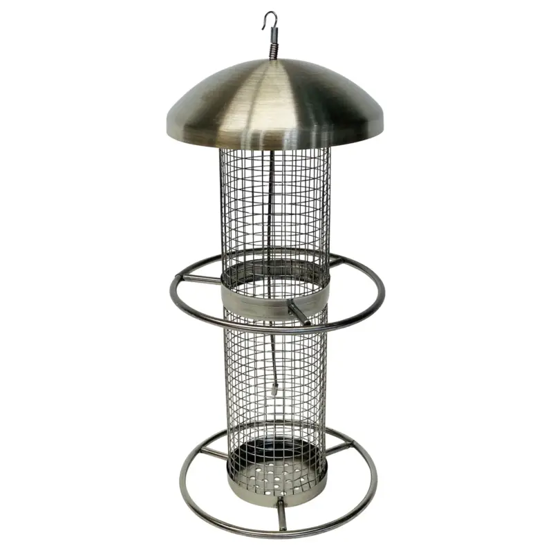 Sichere Zahlung Nuss-Futterspender 'Bibo', silber, Edelstahl, Ø 14 x 28 cm